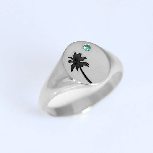 Palm Tree signet ring silver