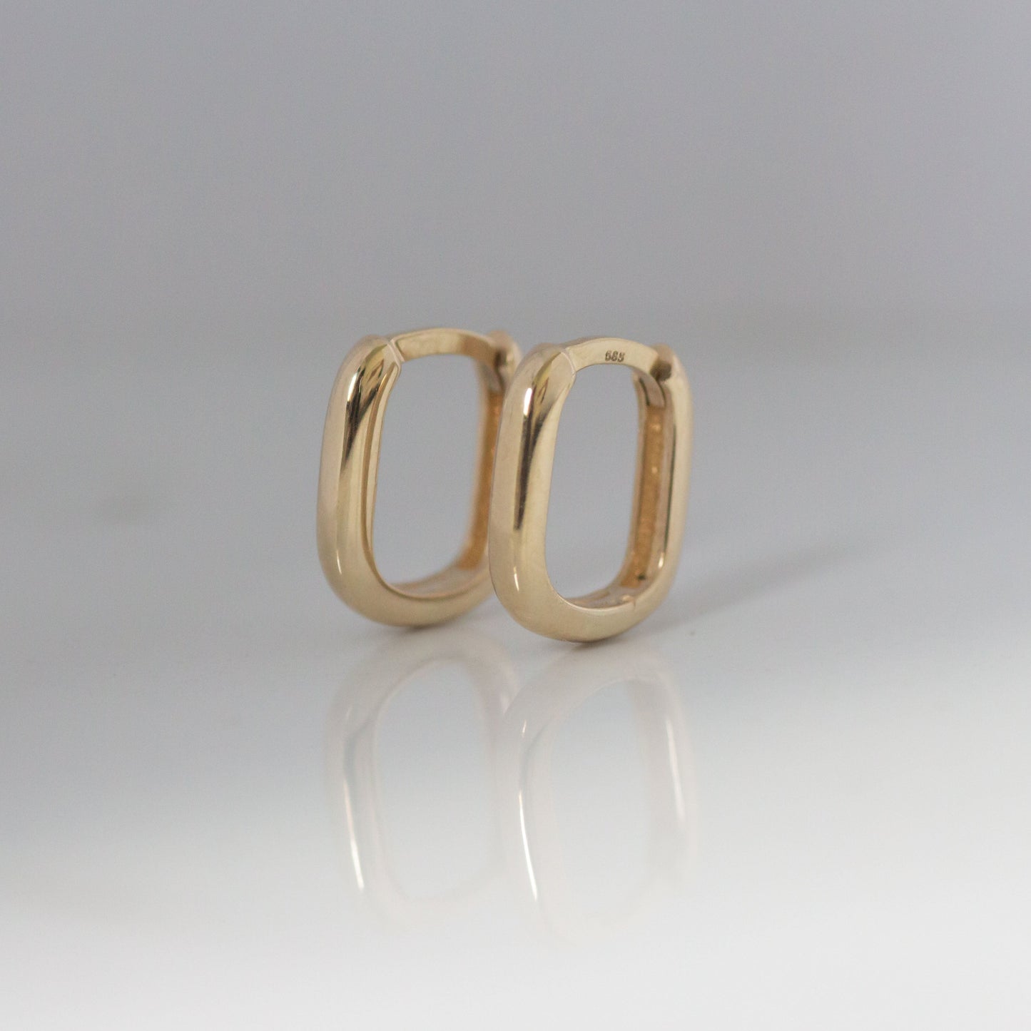 Small Rectangle Hoops 14k gold