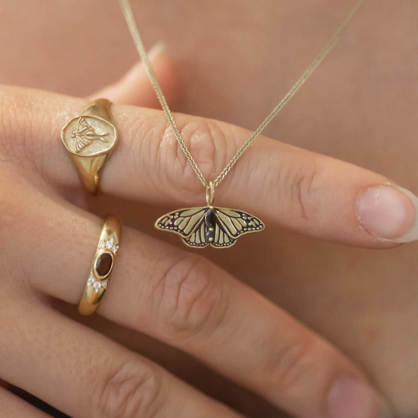 Monarch Butterfly Pendant 14k gold