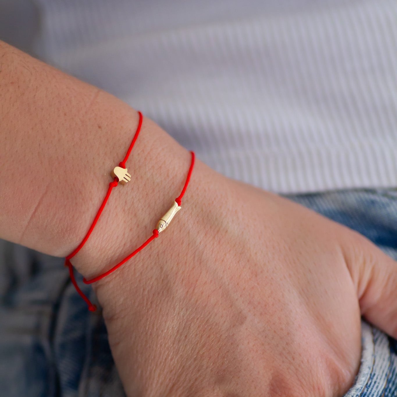 Lucky Fish Bead bracelet 14k gold