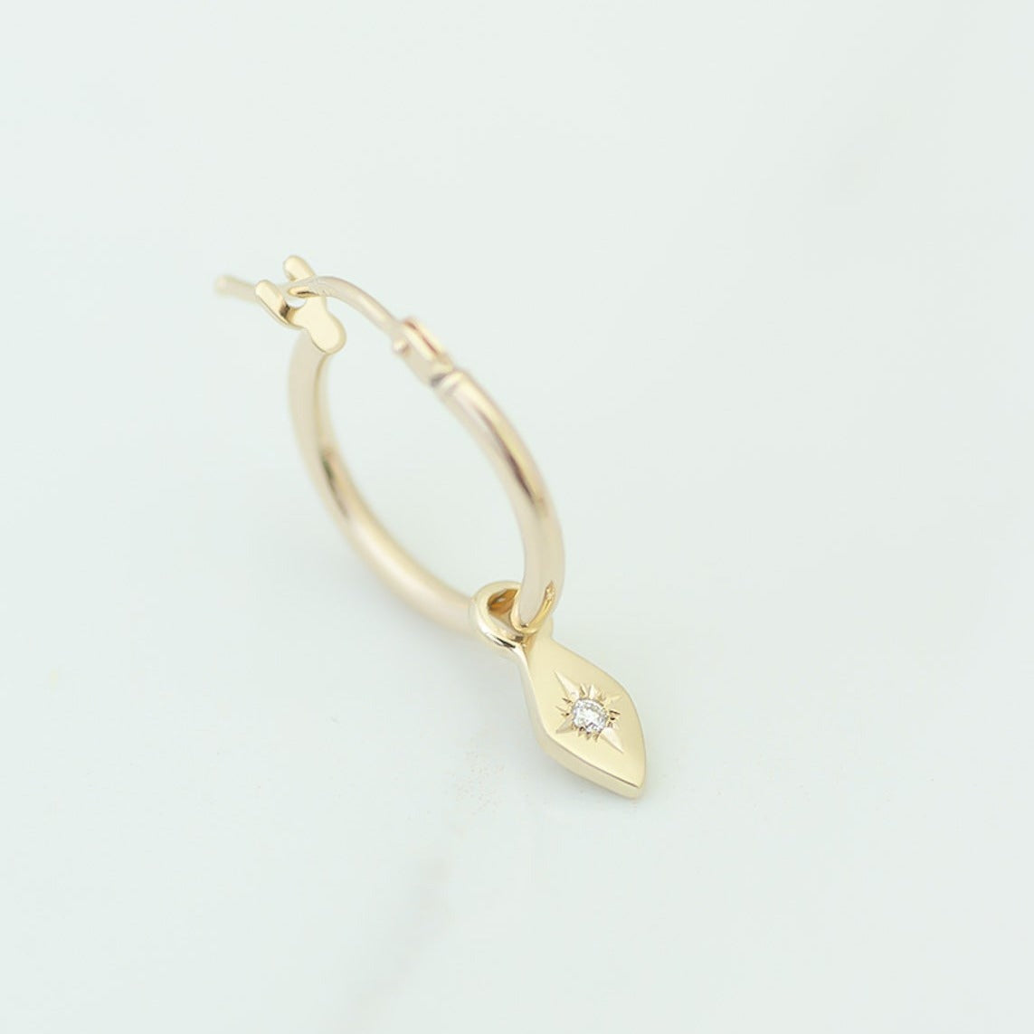Marquise mini hoop 14k gold