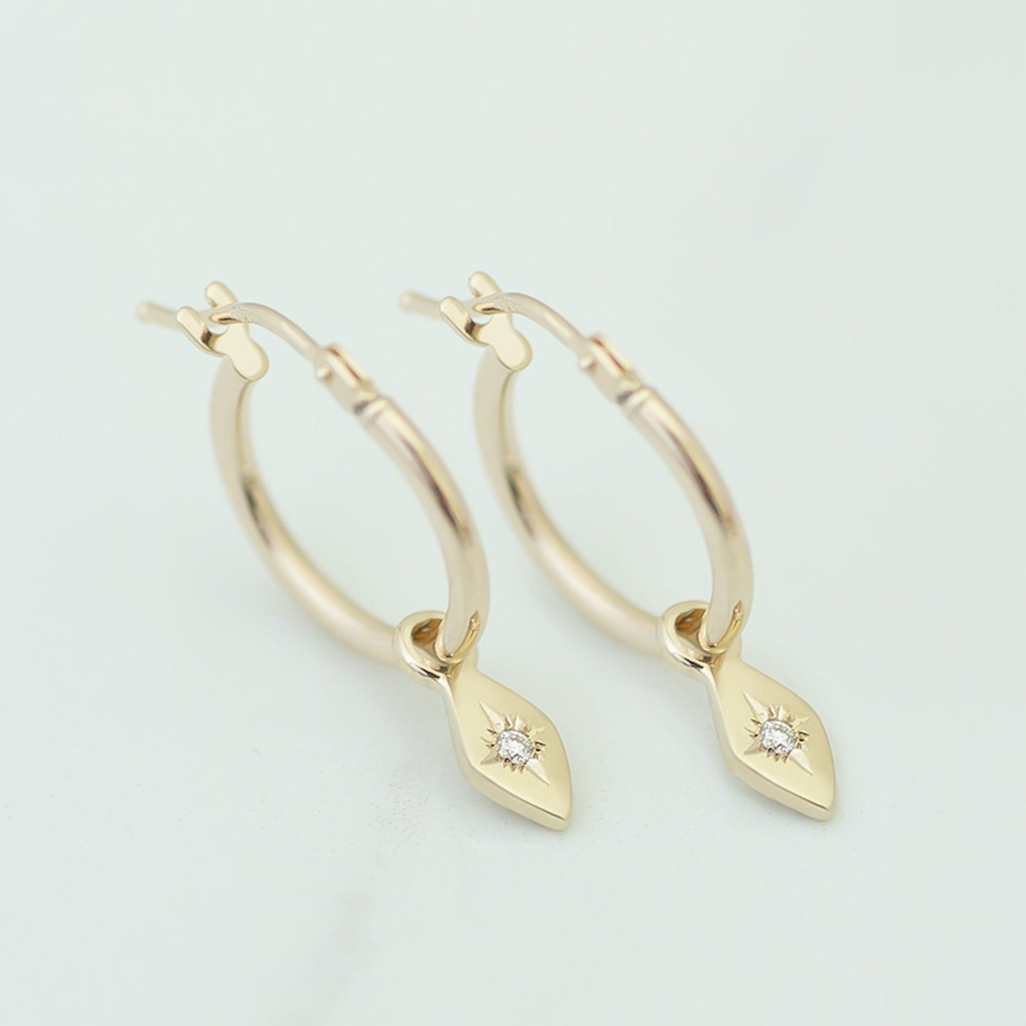 Marquise mini hoop 14k gold