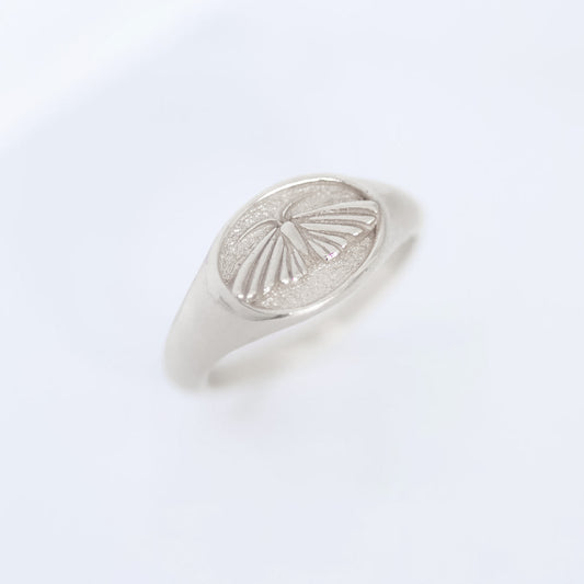 Moth signet ring silver