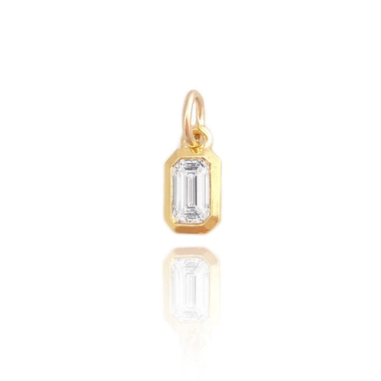 Birthstone Charm Emerald Cut 14k gold