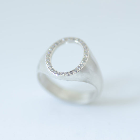 Oval Zircon Signet Ring silver Final Sale