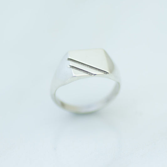 Striped Signet Ring silver Final Sale