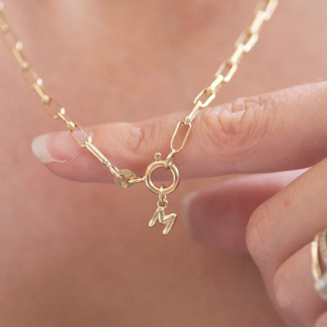 Letter M Charm 14k gold