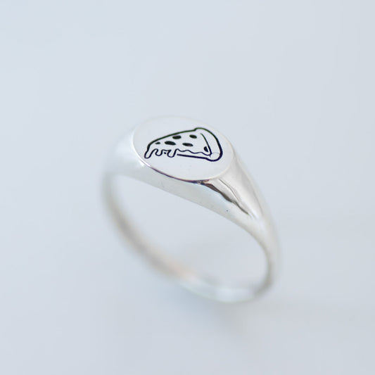 Pizza Signet Ring silver Final Sale