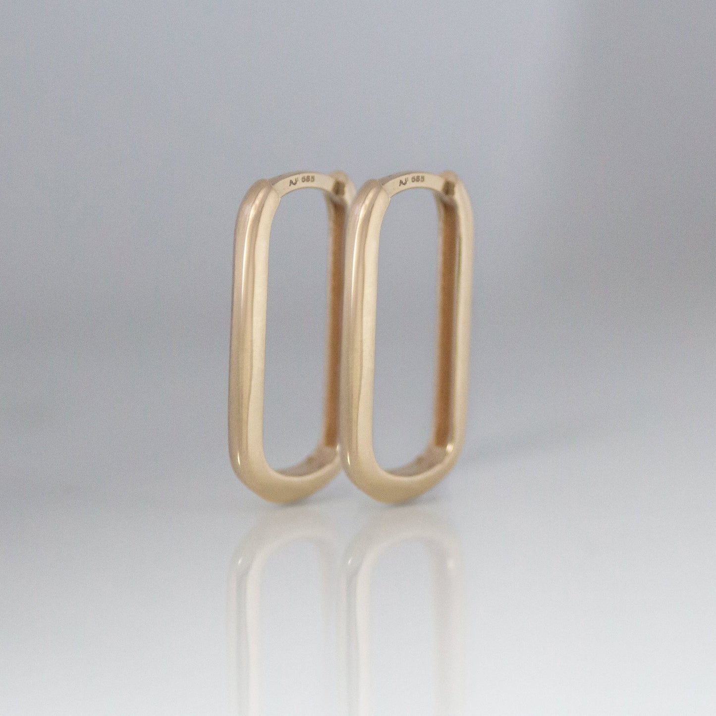 Large Rectangle Hoops 14k gold