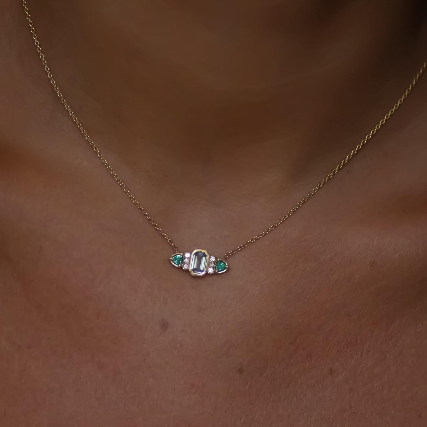 Aqua Necklace 14k gold