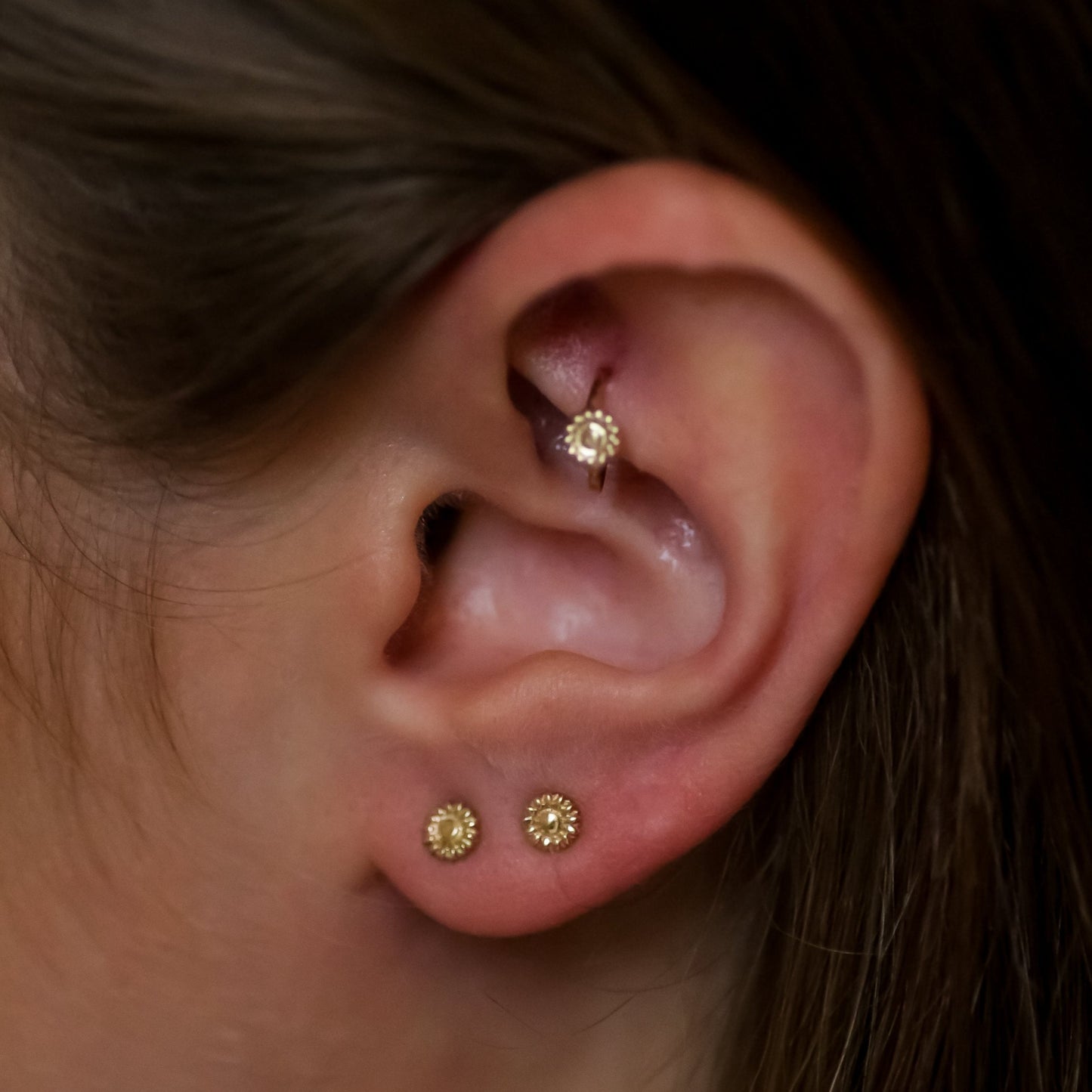 Tiny Helix earring 14k gold