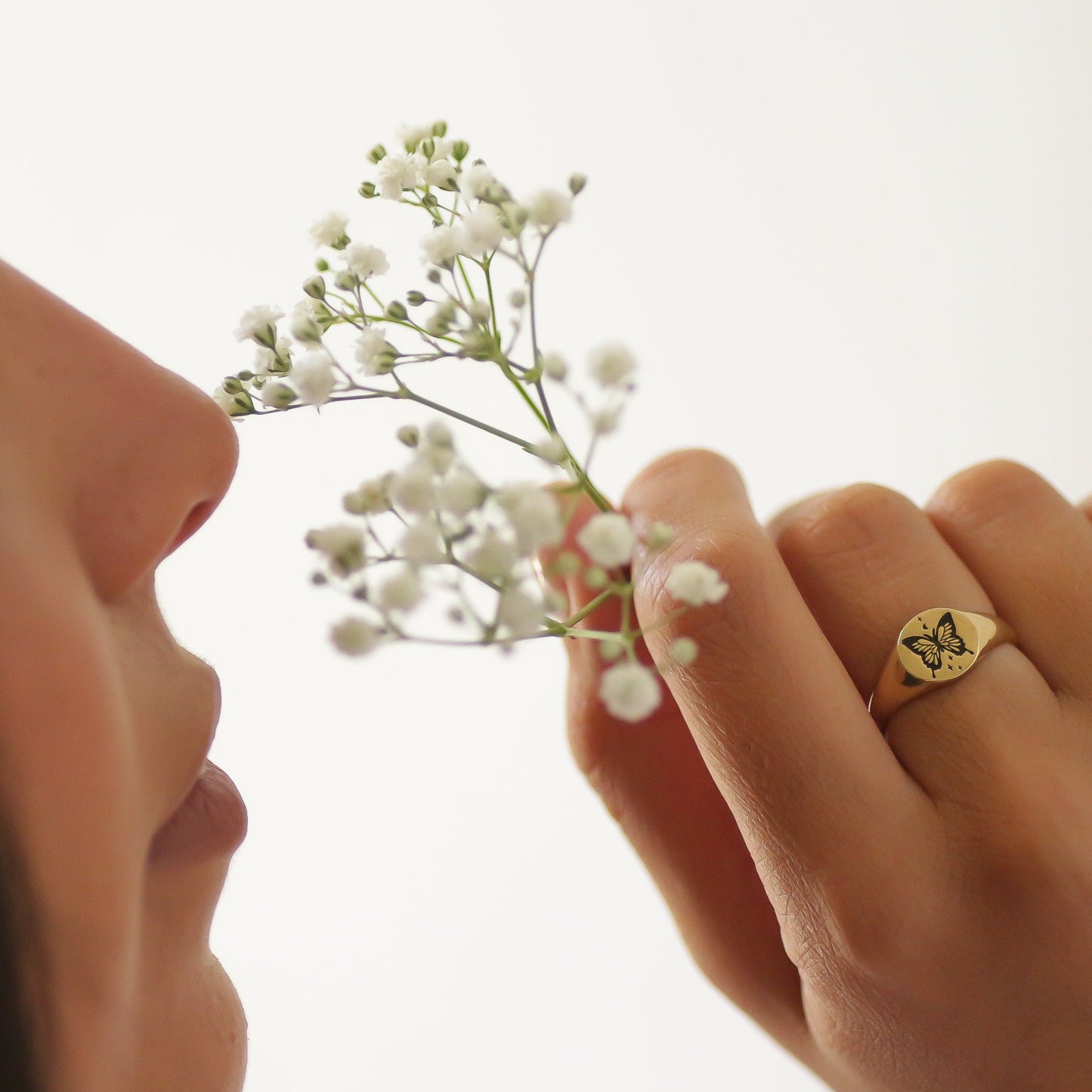 Butterfly Signet ring 14k gold