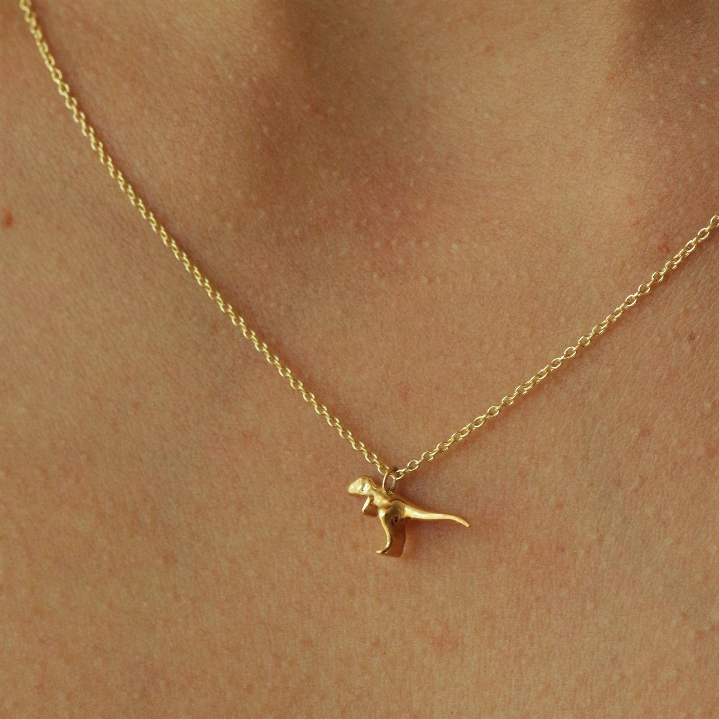 T-Rex necklace 14k gold