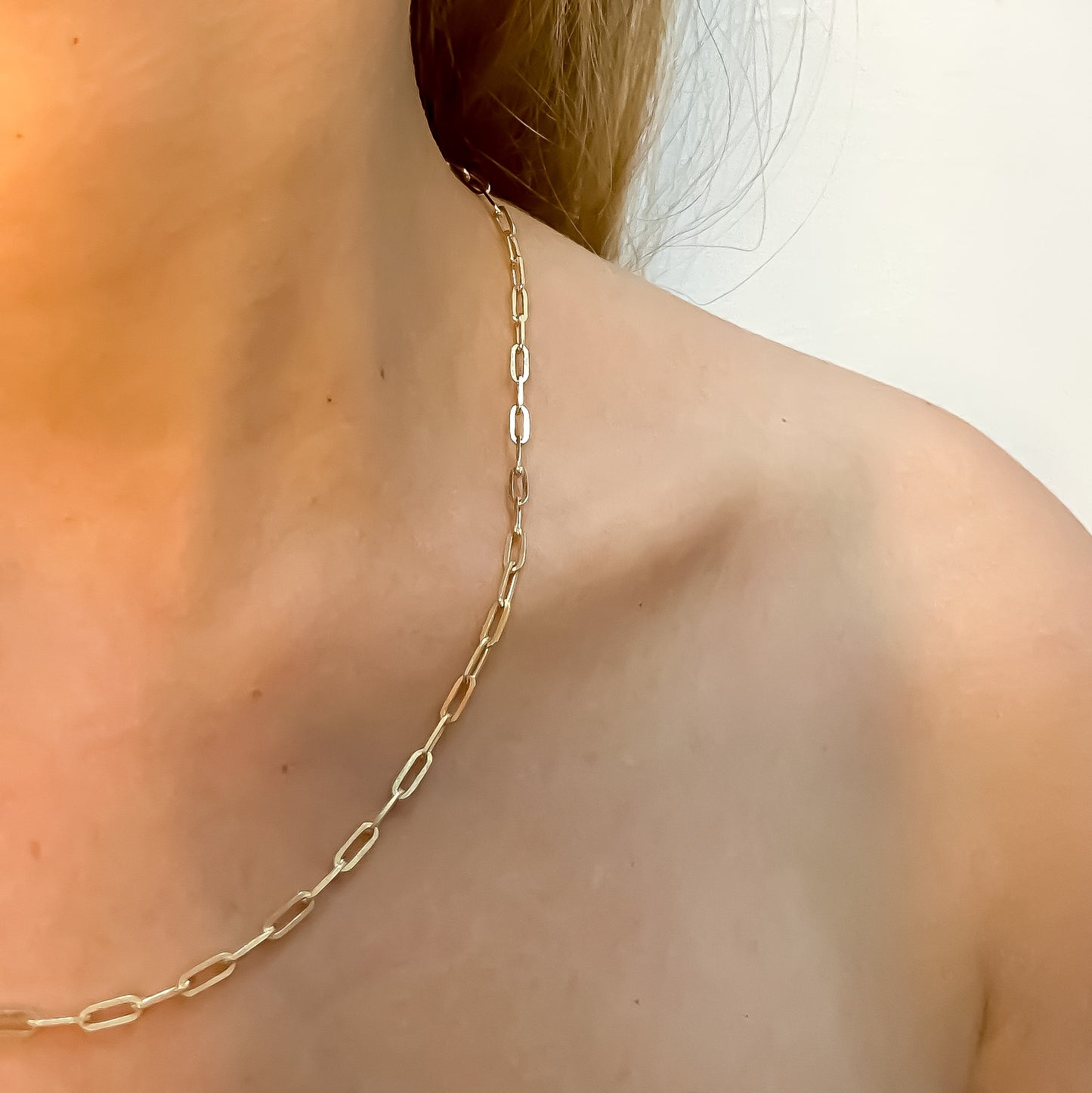 Paperclip Chain Necklace 14k gold
