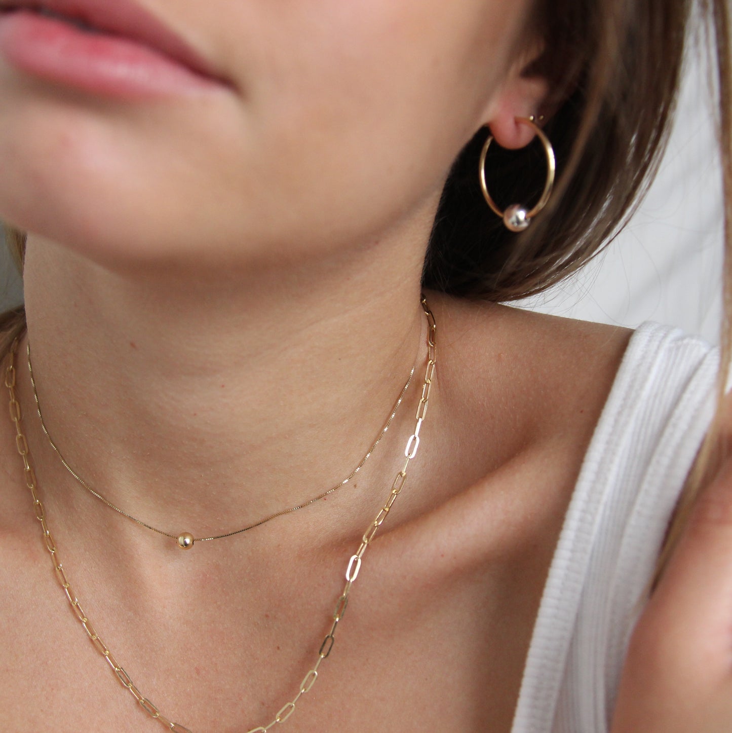 Golden Ball hoops 14k gold