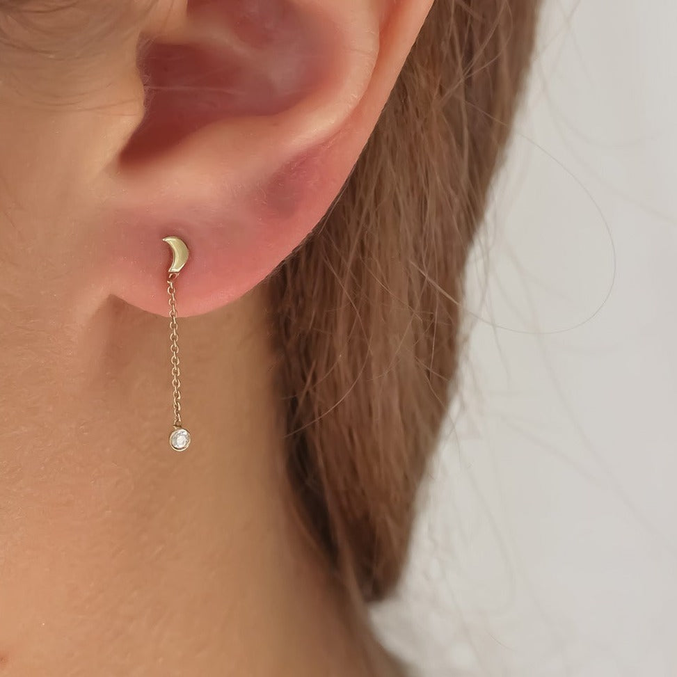Falling star stud 14k gold
