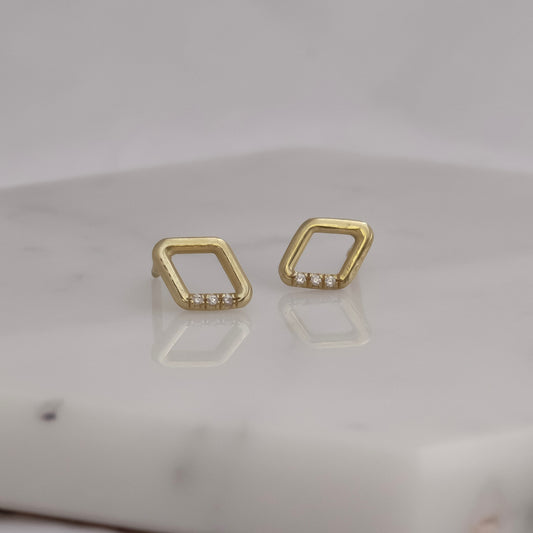 Marquise studs 14k gold