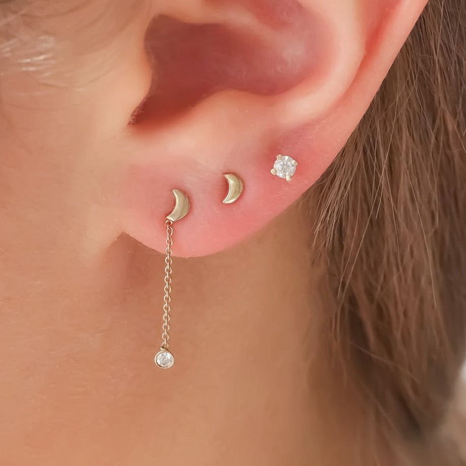 Moon & Star earring set 14k gold